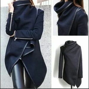 NEW - KHAKI Long Sleeve Asymmetrical Womens Coat